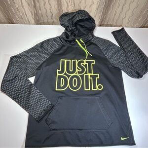 Nike Therma-Fit Just Do It Women's M Medium Long Sleeve Black Gray Yellow Hoodie